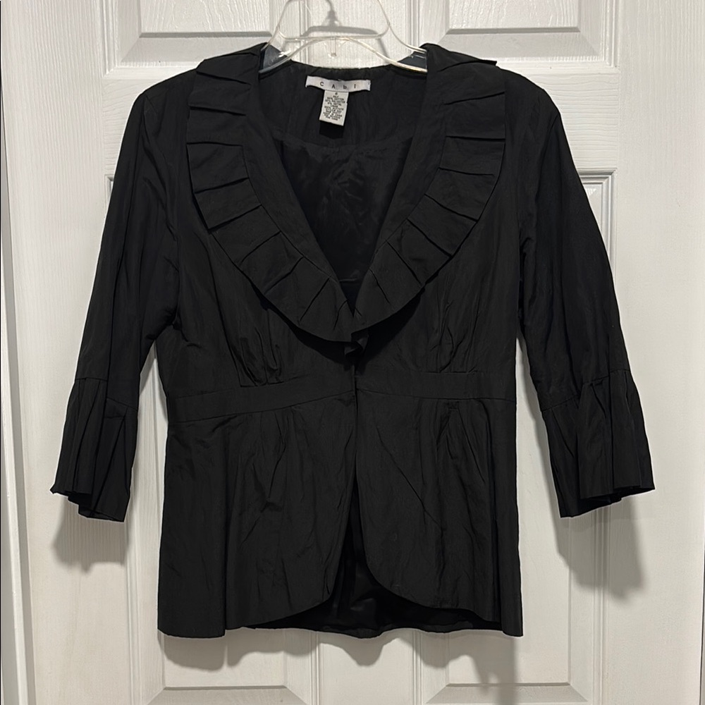 CAbi Black Ruffled Blazer
